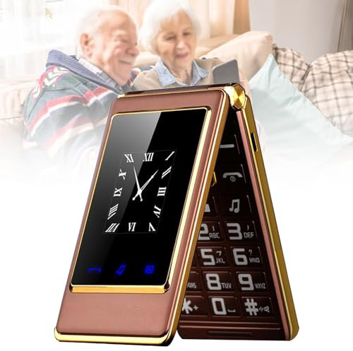 Telefoni Cellulari di Base per Anziani e Bambini, Telefoni Stupidi Sbloccati, Telefoni Cellulari Senza Internet - con Pulsanti Grandi, MP3, MP4, Fotocamera, Torcia Elettrica, SOS,Brown