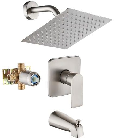 GOXIUHAN Tub Shower Faucet Set With Head & Spout Brush