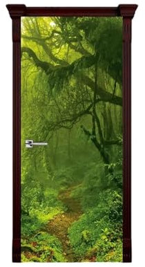 Türaufkleber Türtapete Türbilder Türposter Mond Tür Aufkleber PVC 3D DIY Selbstklebende Wasserfall Sonnenschein Wald Tapete Home Wohnzimmer Kunst Poster(M,85x215cm)