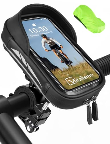 Vitalismo Wasserdicht Handyhalterung Fahrrad Lenkertasche 360°Drehbarem Motorrad Handyhalter für 4.7-6.5 Zoll Smartphone mit Regenhaube Handy Halterung Lenker Tasche Fahrradtasche Handytasche