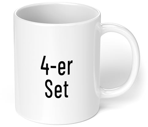 True Statements Kaffeetassen Set zum Bemalen oder bedrucken - Sublimationstassen aus hochwertiger Keramik - ideal für den Kindergeburtstag oder Sublimationsdruck - 4er Set Weiß