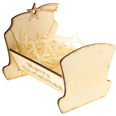 Alipis Wooden Manger Bed for Jesus Nativity Scene Decor Realistic Crib for Christmas Ornamentation for Home Office Decoration Detailed Craftsmanship