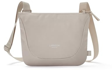 LARKSON Umhängetasche Herren & Damen Beige - Henrik - Sacoche Bag Schultertasche Flach - Kleine Messenger Tasche zum Umhängen - Wasserabweisend