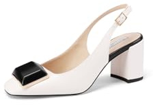 QUEEN HELENA Décolleté Eleganti Slingback Scarpe a Punta Chiusa Donna K3689 (Bianco, Sistema Taglie Calzature EU, Adulto, Donna, Numero, Media, 39)