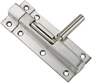 Serratura a cilindro con chiavistello scorrevole di sicurezza for porta, in acciaio inossidabile 304, con superficie spazzolata, 1 pezzo(R)