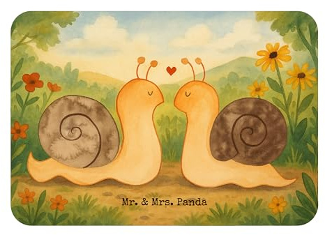 Mr. & Mrs. Panda Magnet Schnecken Liebe Design - Geschenk, küchenmagnet, glücklich, Paar, Zufrieden, Kühlschrankmagnet, haftmagnet, Pärchen, whiteboardmagnet, Freundin, tafelmagnet, Verliebt