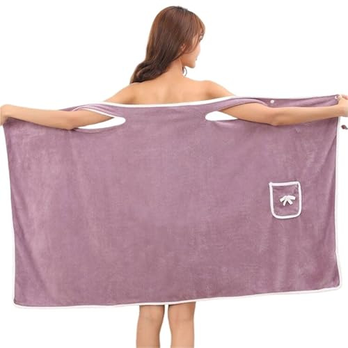 Toalla de Sauna Mujer Falda de baño Suave y Absorbente, Gruesa, con Toalla de baño usable y Envuelta en el Pecho for Mujeres Adultas.(Purple)