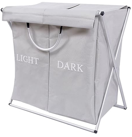 100L Cesta Colada Plegable con Asas, Grande Cesta Ropa Sucia con Tapa, Cesto Ropa Sucia 2 Compartimentos para Juguetes, Mantas