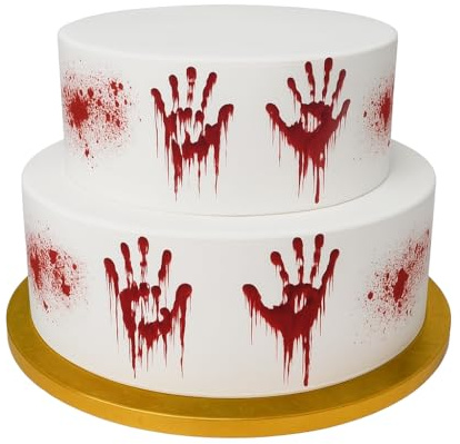 Edible Decor Icing Sheet Halloween Gruesome blood spatter Cake Border - Perfect for Decorating Larger Cakes- Easy to Use Cake Decoration