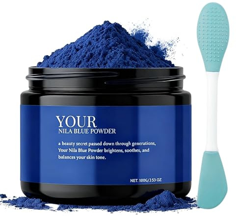 Marokkanische Nila Blaue Pulvermaske, Marokkanische Indigo-Pulver-Gesichtsmaske mit Werkzeug-Set, Hautaufhellnde Blaue Tonmaske für Ellbogen, Knie & Achseln, Exfolierende & Feuchtigkeitsspendende
