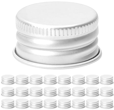 Beavorty 100 Pezzi Tappi a Vite Filettati in Alluminio 20 MM Coperchi a Sigillo per Bottiglie di Vetro per Cosmetici e Lozioni Chiusura Ermetica Anti-Perdite per Viaggi e Uso Quotidiano