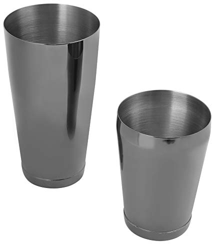 Yctze Juego de Coctelera Boston Shaker Profesional de Acero Inoxidable, Herramienta de Barra, Lata para Mezclar Barman, Coctelera Negra Plateada con Capacidad de 550 Ml y 850 Ml, Ideal para Bares,
