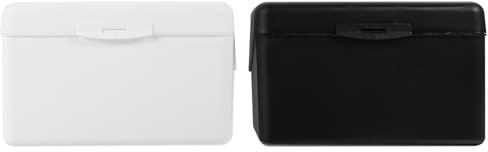 Gogogmee Boîte à Cartes de Visite de Bureau en Plastique Couvercle, Lot de 2 Pièces Blanc et Noir, Organisateur Polyvalent pour Rangement Pratique de Cartes et Fiches, Porte-cartes