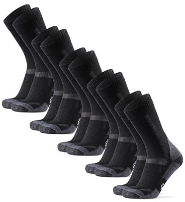 DANISH ENDURANCE Vandringsstrumpor, Merinoullstrumpor som andas, mot blåsor, Herr & Dam, Unisex, 5-pack, Svart/Grå, 39-42