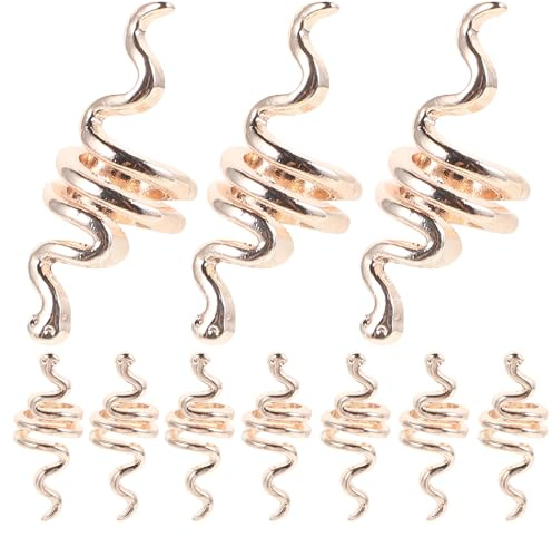 CRAFTHROU 10 Stück Haarschmuck für Dreadlocks und Zöpfe aus Goldfarbener Legierung Vielseitig und Tragbar mit Retro Schlangen und Spiralförmigem Design für Damen und Herren