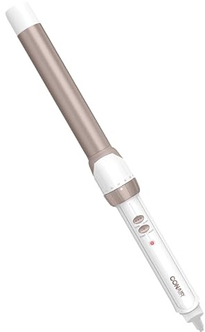Conair Double Ceramic 1-Inch Curling Wand, Produces Flawless Waves, Curling Iron for Use on Medium and Long Hair, 30 Heat Setting Curling Iron, White