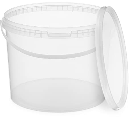 BenBow Secchio con coperchio 10 litri trasparente 1x 10 litri - sicuro per gli alimenti, stabile, ermetico - contenitore di plastica, con manico - vuoto