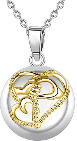 AEONSLOVE Collier Bola de Grossesse, Pendentif de Maman et bébé pour Femmes Enceinte Bébé Collier Musique Carillon Bell Cadeau Original Noel, 114cm