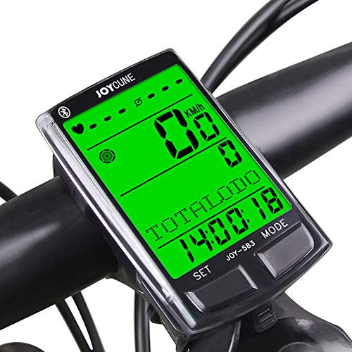 Contachilometri wireless Contachilometri Computer da bici Tachimetro Bluetooth con sensore di cadenza Cardiofrequenzimetro LCD retroilluminato impermeabile Timer per bicicletta