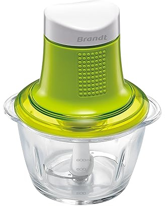 Brandt HAC301V - Hachoir Électrique - 300W - Double Lame Acier Inoxydable - Bol en Verre 0,8L - Double Lame en Acier Inoxydable - Fonctions Hâche et Mixe - Vert