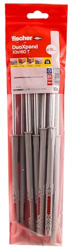 fischer DuoXpand 10 x 160 T, hochwertiger Universaldübel mit verzinkter Senkkopfschraube (10 Stk.), Dübel für starken Halt, ideal für poröse Baustoffe & randnahe Verankerungen im Innenbereich