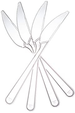 Couteaux en plastique - Couverts de fête réutilisables et robustes - Couteau en plastique réutilisable - Passe au lave-vaisselle (200)