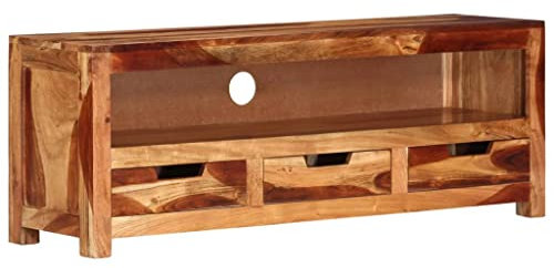 vidaXL TV Schrank Lowboard TV Möbel Fernsehschrank Fernsehtisch TV Board Fernsehmöbel HiFi Schrank Wohnzimmer 110x30x40cm Massivholz Akazie