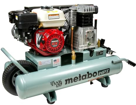 Metabo HPT Air Compressor, THE TANK XL, 9-Gallon Gas Wheelbarrow Compressor, Honda GX 200 Engine, Versatile for Use with Framing, Roofing Nailers, or Siding, Assembled in the USA, EC2610EA