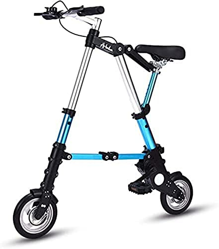 Faltrad 8 Zoll, Leichtes Aluminium Faltrad, Bequemes Verstellbares Cityrad, Aluminiumrahmen, Reise Outdoor Fahrrad für Damen und Herren Blue