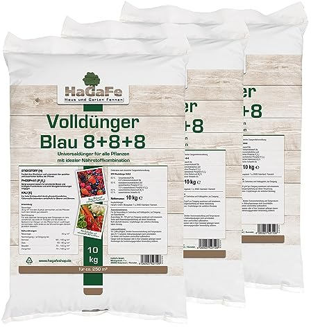 HaGaFe Volldünger Blau Blaukorn Universaldünger Rasendünger NPK Volldünger (30 kg (3 x 10 kg))