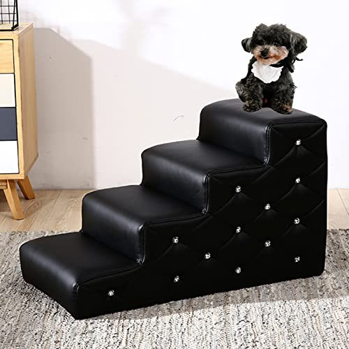 ZAQYCM Black Dog Stairs 13 16 20 Inches, Wood Frame Pet Step Ladder for Small Medium Large Dogs Cats, Handicap Animal Ramp for Side of Bed/Cage (Color : LxWxH, Size : 80x40x48cm)