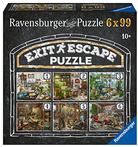 Ravensburger EXIT Puzzle - Das geisterhafte Gutshaus - 6X 99 Teile Puzzle für rätselbegeisterte Erwachsene und Kinder ab 10 Jahren