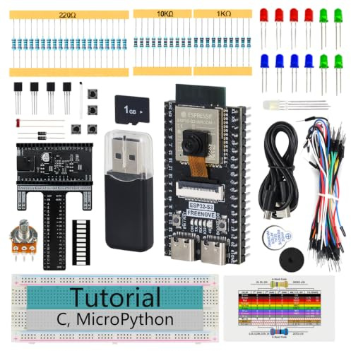 FREENOVE ESP32 Kit ESP32-S3 Camera Board Basic Starter Kit | 240 MHz 32-bit Dual-core, USB-OTG Camera WiFi+BT, Python C Code, 463-Page Detailed Tutorial, 60 Projects, 144 Items