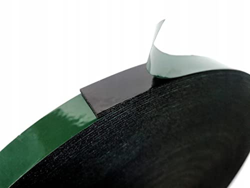 Wooden World - Double side Foam tape PE - Black foam - 1.5 mm Thick 15 mm width and 50 m long - Green spacer