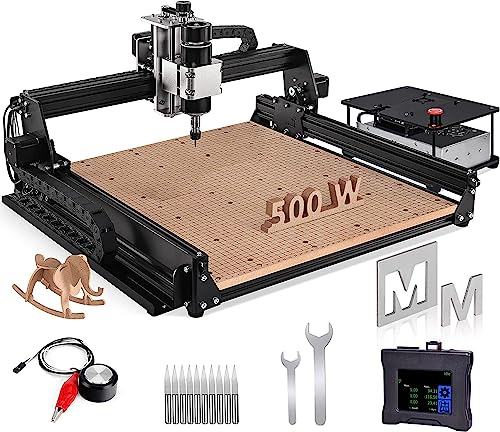 Titoe Macchina per incisore CNC 4540, mandrino da 500 W, fresatrice per incisione a 3 assi per legno, metallo, acrilico, MDF, nylon, artigianato, area di lavoro 430 x 390 x 90 mm
