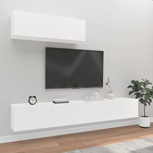 INLIFE 3114478 Ensemble meuble TV en bois Blanc 43,5 kg