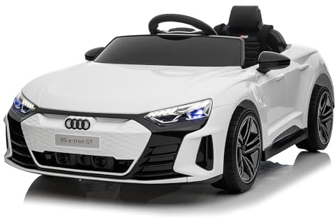 LEADZM Elektro Kinderauto mit Musik & Hupe & Scheinwerfer, 12V Kinder Elektroauto Kinderfahrzeug mit 2,4G Fernbedienung, 3-5km/h für Kinder (Weiß)