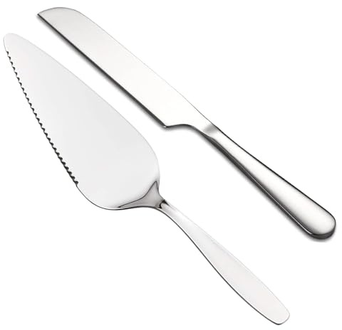 Huamirra Paletta per torta, in argento, con paletta per torte, paletta per torte, per il matrimonio, include tagliaporta e paletta per torte (argento), maneggevole