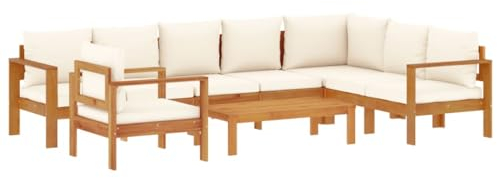 vidaXL Garten Sofa Garnitur 6-TLG., Gartenmöbel Set mit Kissen, Sitzgruppe für Garten Terrasse, Gartensofa Tisch Lounge, Massivholz Akazie