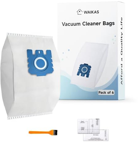 WAIKAS 6-Pack Dammsugarpåsar, Kompatibel med Miele FJM/GN, Classic C1, Complete C1 Complete C2 Complete C3, Blå