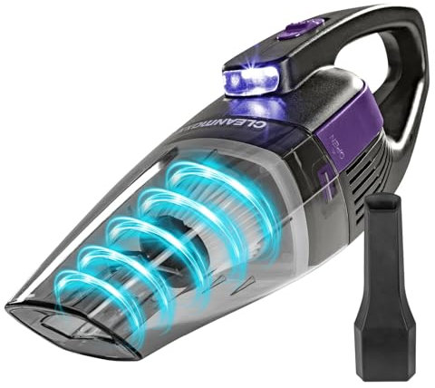 CLEANmaxx Handstaubsauger – kabellos, leistungsstarke 2000 mAh | Akku Staubsauger mit 600 ml Staubbehälter | wiederaufladbar, tragbar | Mini Staubsauger mit EPA-Filter & LED-Licht