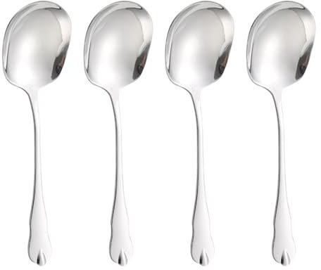 Servierlöffel, 4er-Set Servierlöffel aus Edelstahl, Servierbesteck, Dessertlöffel, Salatlöffel, ideal zum Portionieren von Speisen in Restaurants und bei Familienfeiern(SIZE:20.8 cm x 6 cm)