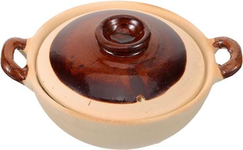 XFZJCHAP Cazuela Olla De Barro Olla De Estofado De Cerámica Vintage con Tapa Olla De Sopa De Cebolla Tazón De Barro para Sopa Carne Arroz