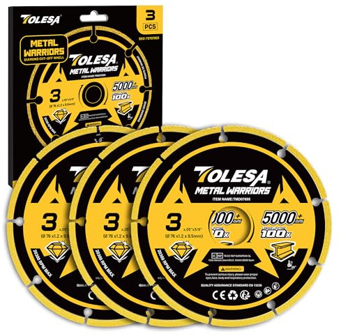 Disque à tronçonner diamanté TOLESA 76 mm pour métal - Lot de 3