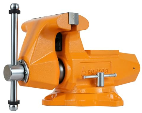 AROEDVISE 4 Bench Vise with 360° Swivel Base, 4-1/2 Jaw Opening, Heavy Duty Ductile Iron Workshop Vise with Anvil & Pipe Jaws, 72,000 PSI Clamping Tool for Garage, Metalworking & Repair (DIV4)