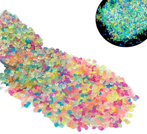 Pietre Decorative,4000 PCS Pietre da Giardino,Pietre Luminose,Pietre Luminose da Giardino,Ciottoli Luminosi Pietre Fluorescenti,Pietre Decorative Aquascape,per Vasi Sassi Decorazioni Balcone,Colorato