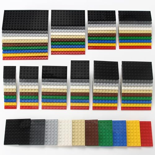 Feleph 110pcs 11 Sizes Classic Building Plates Parts Mixed Color Pack Set | Compatible with Flat Platform Base for City Figure Toys Kids