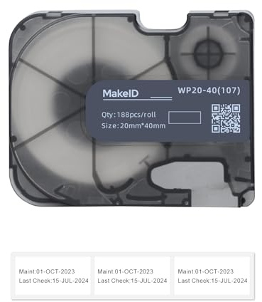 MakeID P-Flag Etichette in polipropilene opaco con nastro per etichettatrici P31 e P31S, fili e cavi per interni ed esterni, etichettatura DatoCom, nero su giallo, 100 pezzi/rotolo