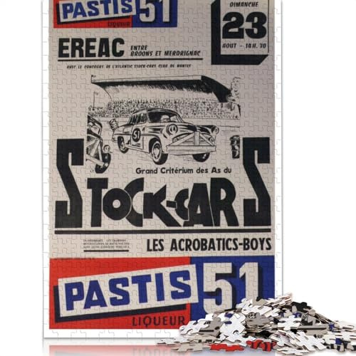 1000 Piece Grand Criterium Stock Cars Pastis 51 Ereac Nantes 23 Aout 1960s Jigsaw Puzzles for Adults Puzzle for Adults And Teenager Educational Game 1000pcs (75x50cm)