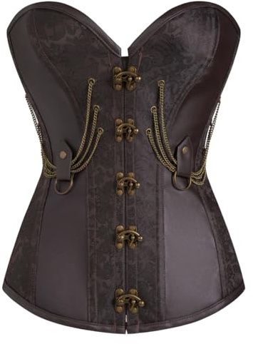 KUOSE Damen Vollbrust Faux Leder Steampunk Corsage Korsett Übergrößen S-6XL